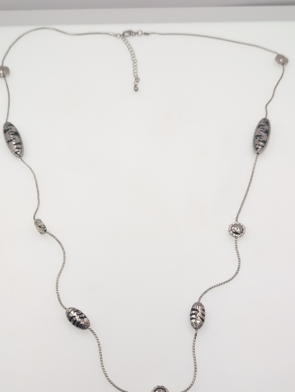 Silver-Tone Bead Station Necklace for Women